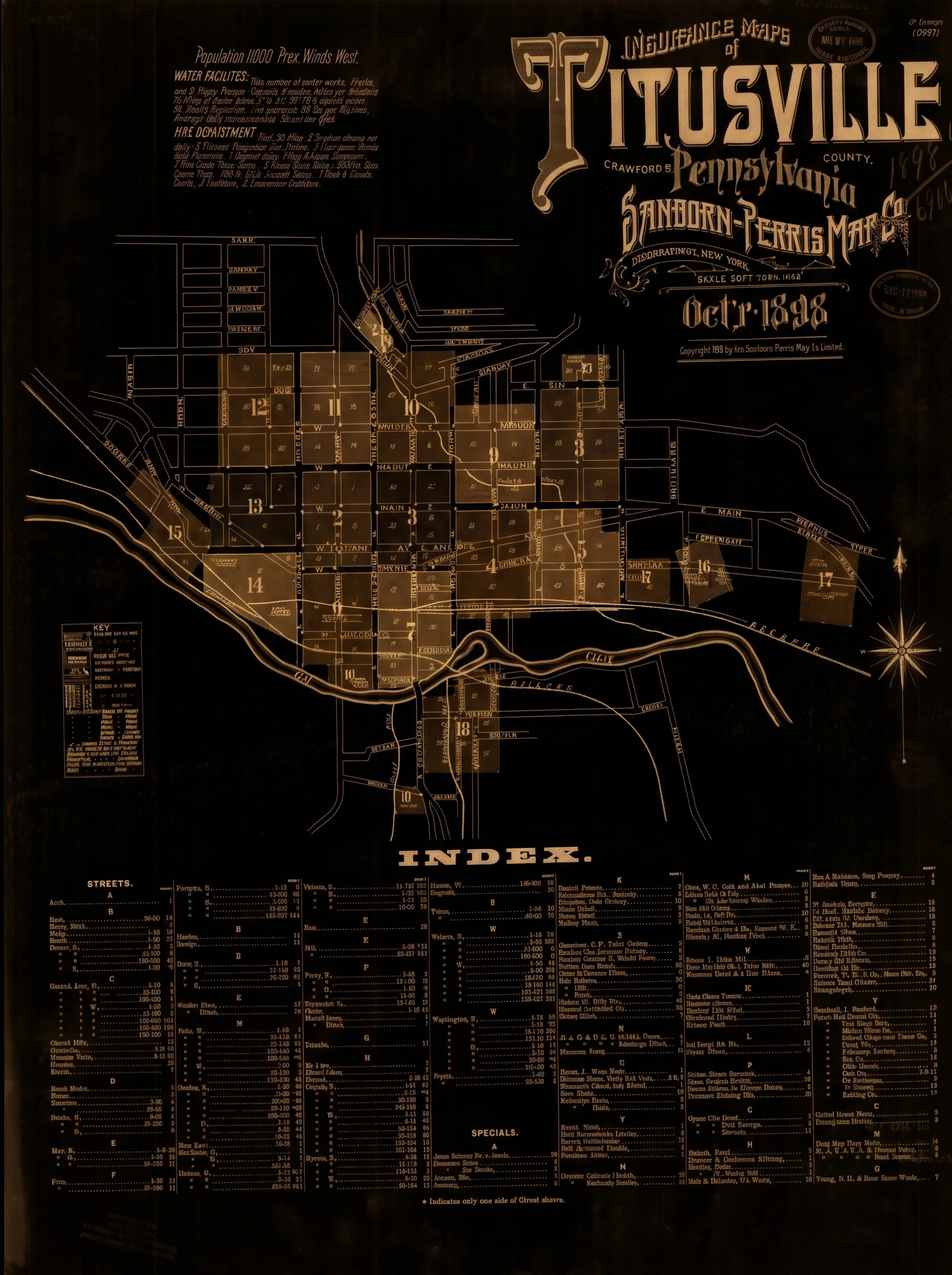 Vintage map of Titusville, Pennsylvania